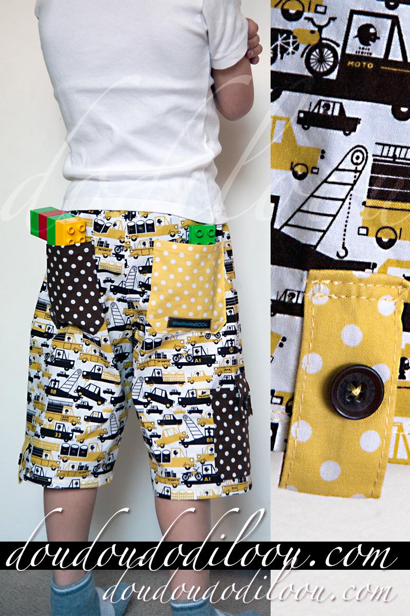 Bermuda de garçon à motifs de petites voitures